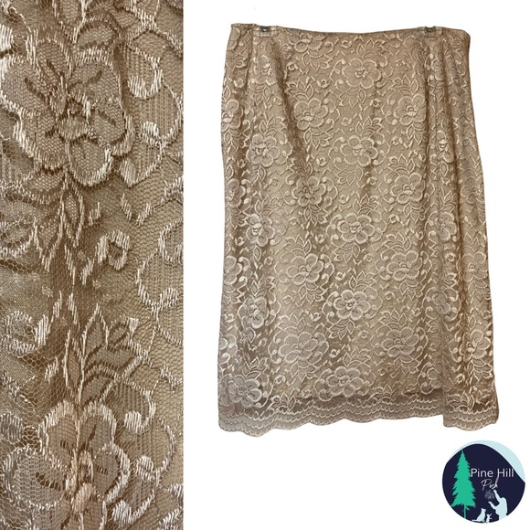 Monroe & Main Dresses & Skirts - Monroe & Main Lace Skirt Womens Size 12 Beige Late 70’s - 80’s Vintage Lined EUC